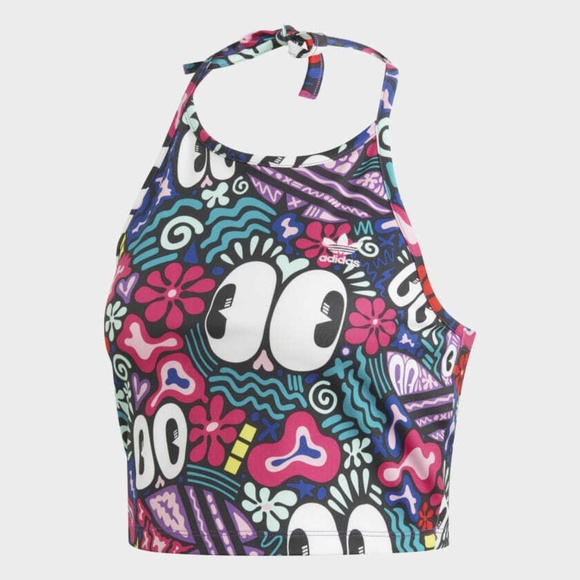 Adidas Originals Women's Hattie Stewart halter Cropped Tank Top Size L DV2660 - Picture 2 of 4